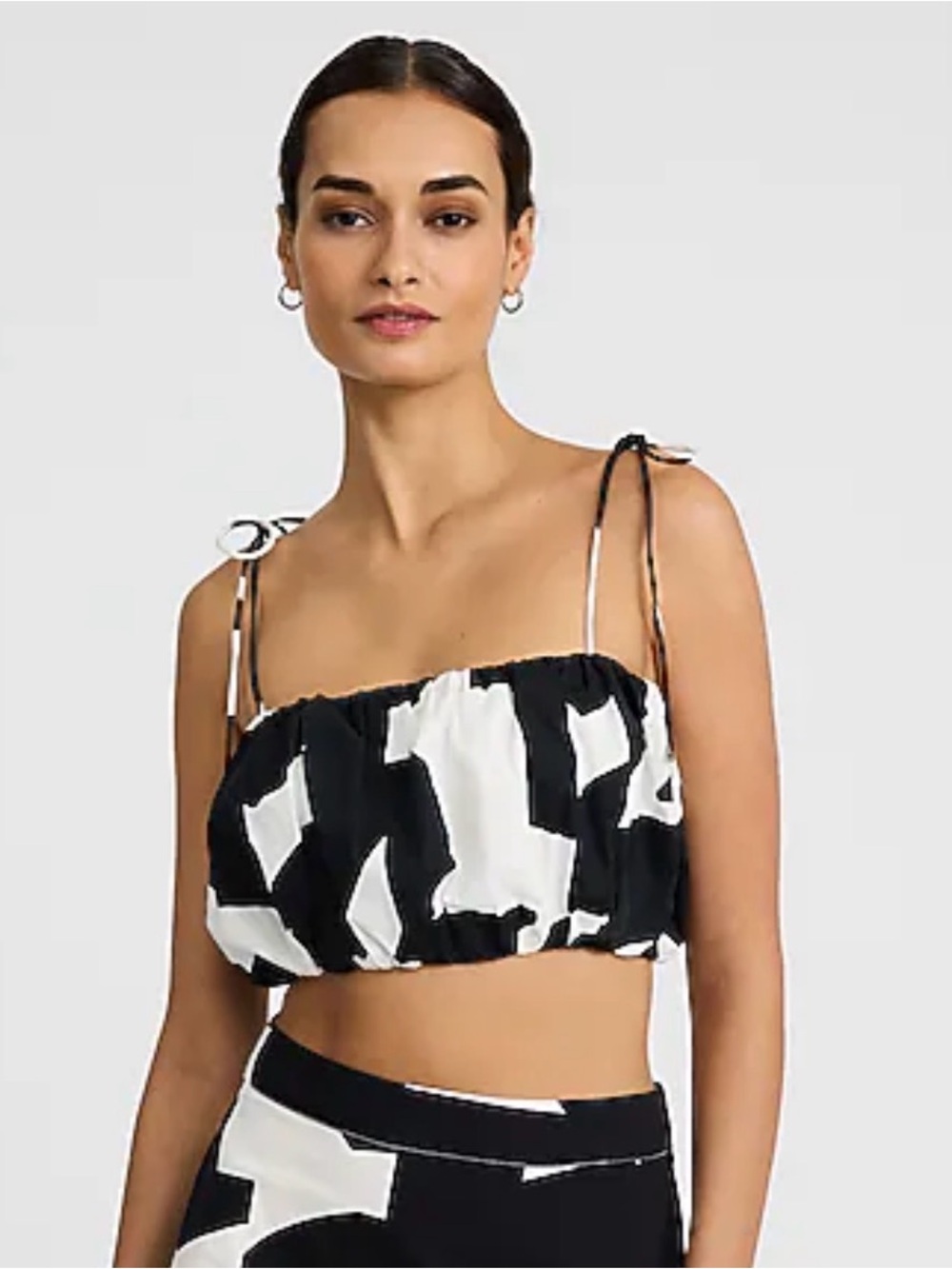 Express Black & White Tie-Shoulder Crop Top